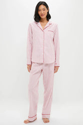 Antique Red Ticking Long Sleeve Pants Set